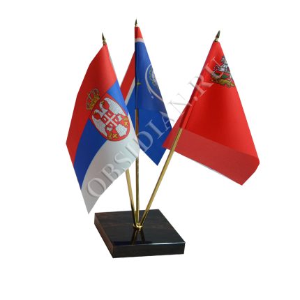 Настольная подставка на 3 флага  из обсидиана Л2-3