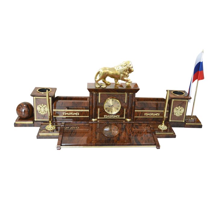 Настольный набор для офиса с бронзовым львом "Идеал 1-3"