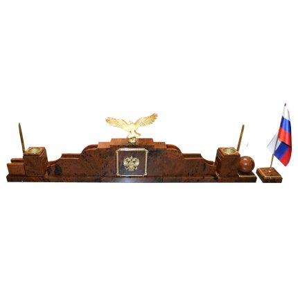 Настольный набор на стол руководителя из камня с орлом из бронзы "Дипломат-Е 1-4"