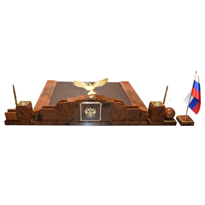 Настольный набор на стол руководителя из камня с орлом "Дипломат-Е 1-4  VIP2"