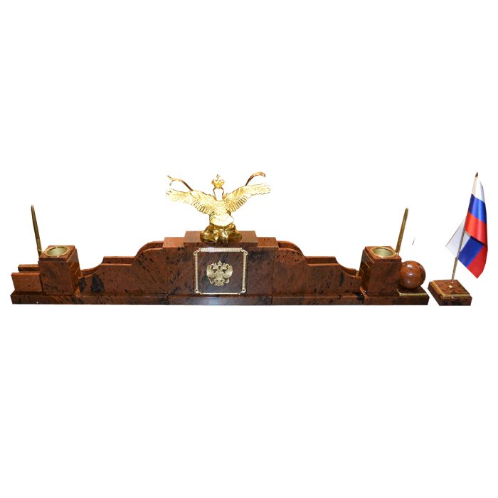 Настольный набор на стол руководителя из камня с двуглавым орлом  "Дипломат-Е 1-6"