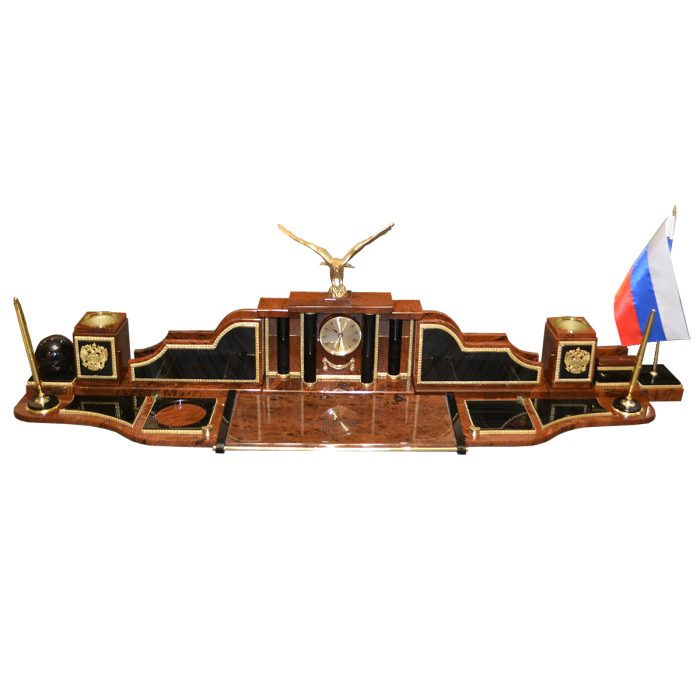 Настольный набор на стол руководителя из камня с  бронзовым орлом  "Дипломат-Е 13-4"