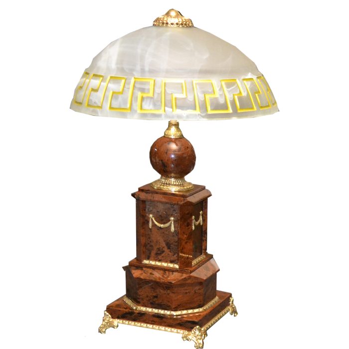 Настольная лампа  из камня (обсидиан), коричневая  «Царский 1»