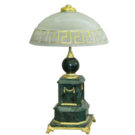 Настольная лампа  из камня (мрамор), зеленая  «Царский 5»