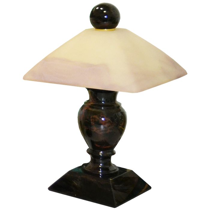 Настольная лампа  из камня (обсидиан), темно коричневая  «Премиум 2»