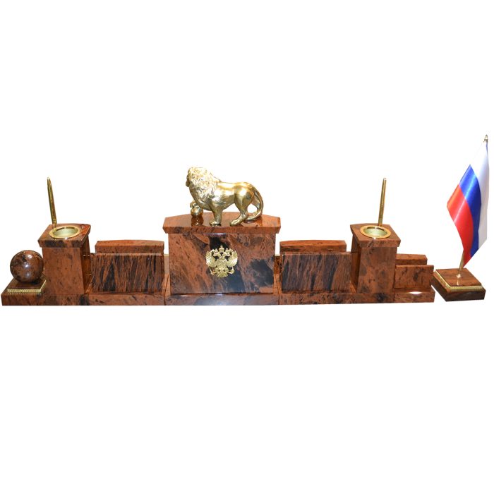 Офисный  набор из обсидиана со львом "Престиж 1-3 "
