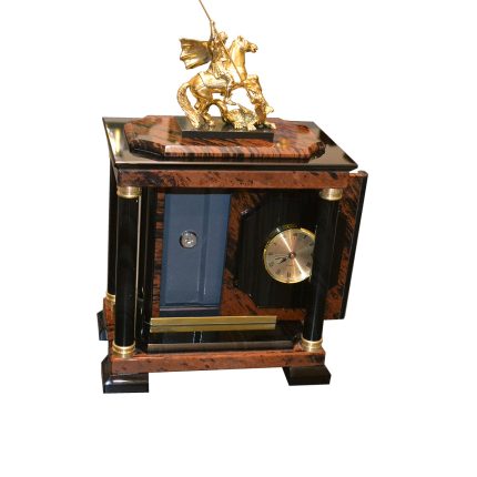 Часы-сейф из обсидиана с фигурой Георгия Победоносца СФ-9-5