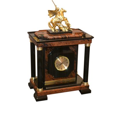 Часы-сейф из обсидиана с фигурой Георгия Победоносца СФ-9-5
