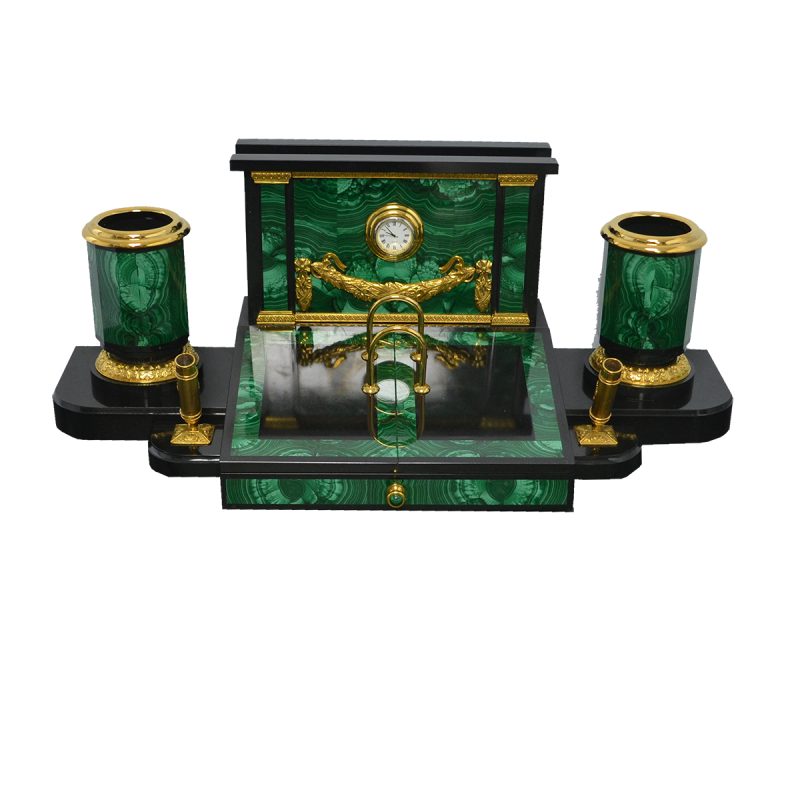 Настольный набор из малахита  МА-45