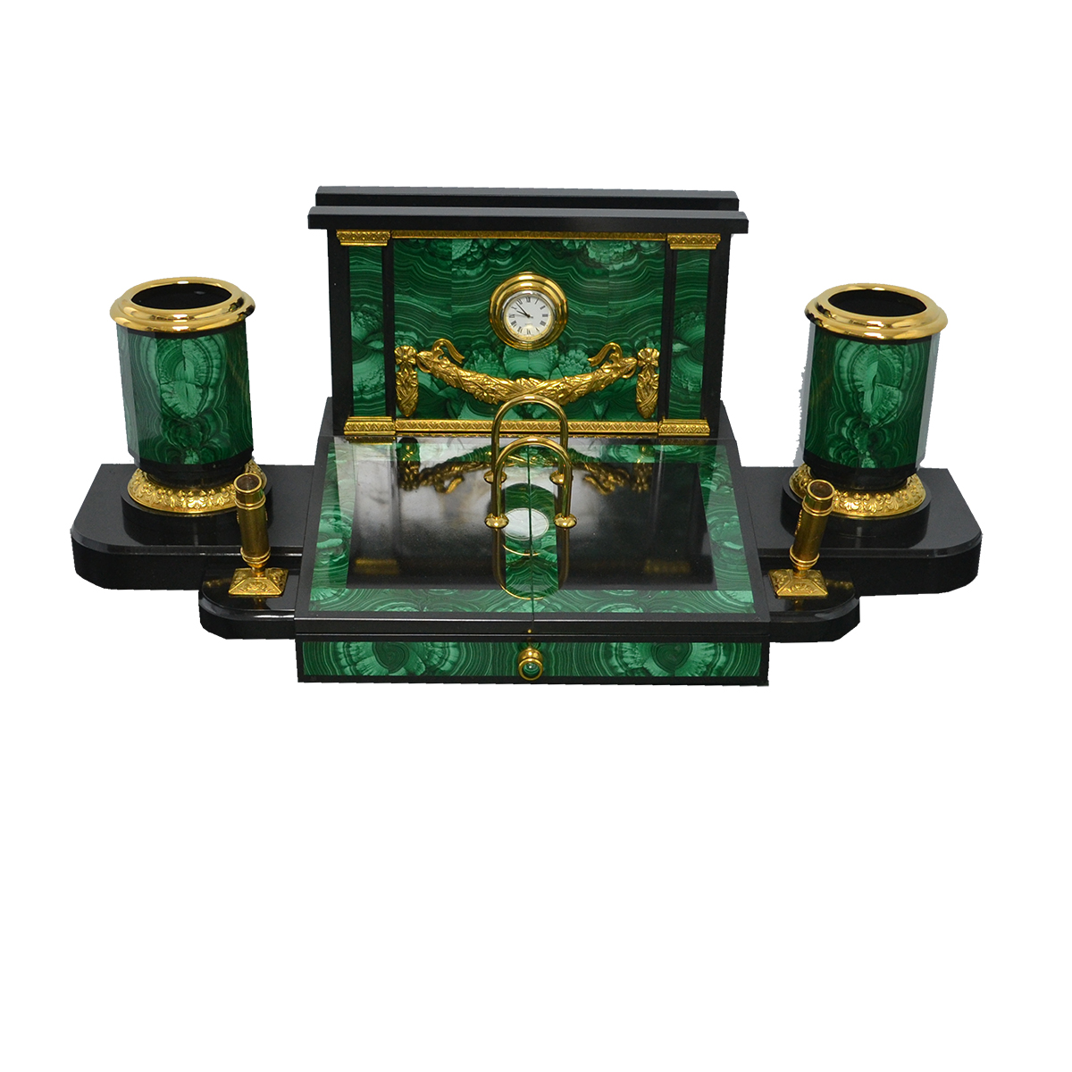 Настольный набор из малахита МА-45 Настольный набор из малахита МА-45