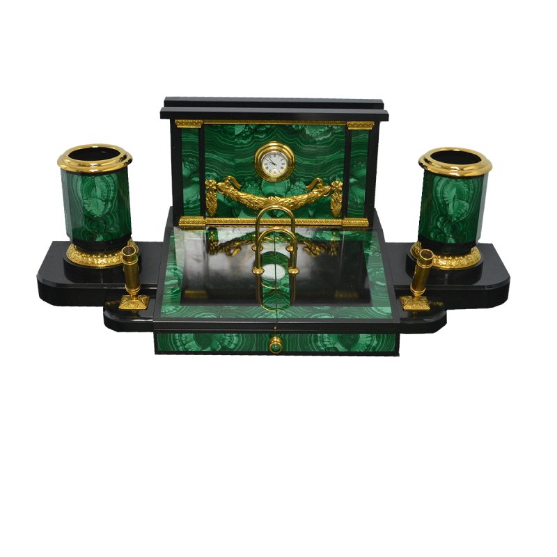 Настольный набор из малахита  МА-45