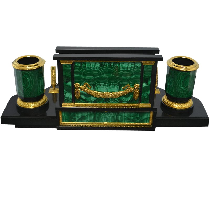 Настольный набор из малахита  МА-45