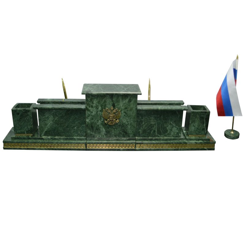 Настольный набор из зеленого мрамора "Лорд 2-2"
