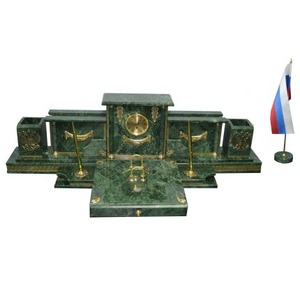 Настольный набор из зеленого мрамора "Лорд 2-2"