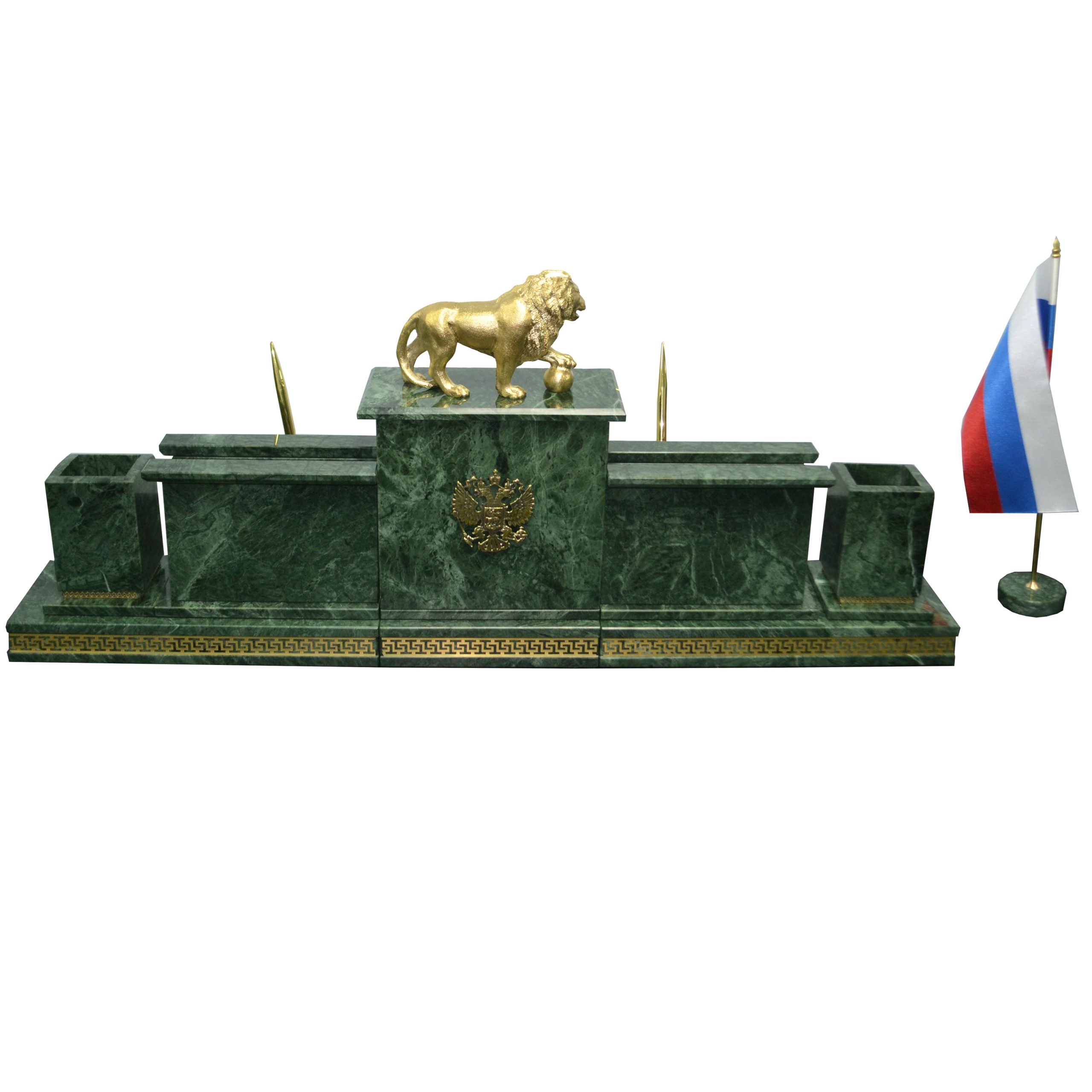 Настольный набор из зеленого мрамора с фигурой льва "Лорд 2-3" Настольный набор из зеленого мрамора с фигурой льва "Лорд 2-3"
