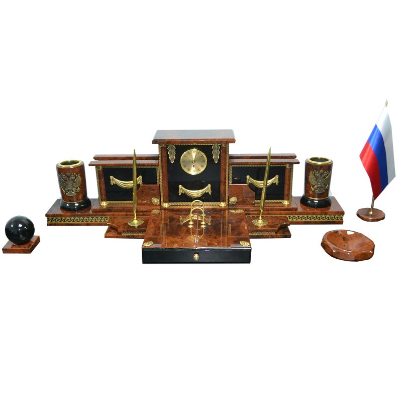 Настольный набор из обсидиана "Лорд 2-2"